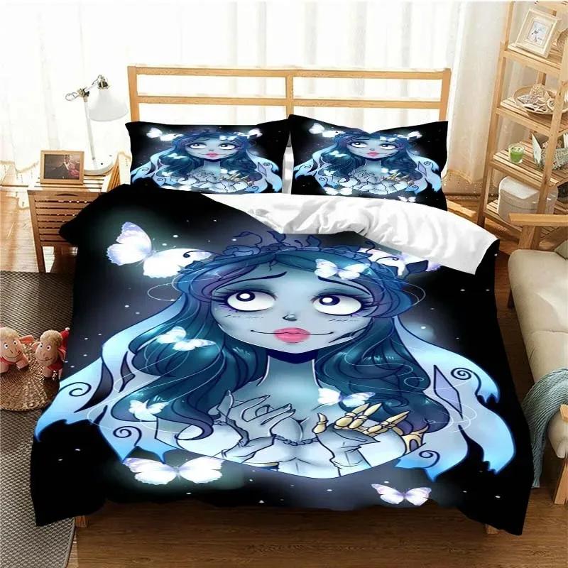 Love Animated Film Corpse Bride Bedding Set Single/Twin King Duvet Cover Home Bedroom Decor Bedspread Pillow Cover