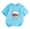 Kids Boys Girls 100% Cotton Crew Neck Short Sleeve T-Shirt, Cute Jujutsu Kaisen Satoru Gojo Cartoon Print Casual Soft Breathable Summer Top for Daily