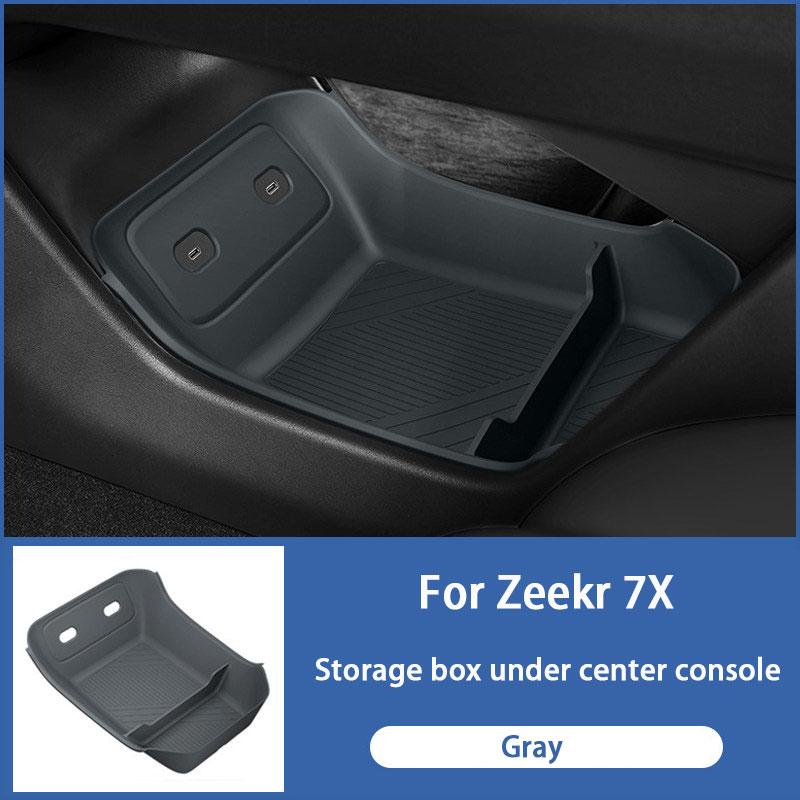For Zeekr 7X 2026 Car Central Control Lower Level Organizer Storage Box Armrest Box Below Silicone Tray Car Interior Accessories