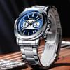 Mens Chronograph Quartz Watches Steel Bracelet Wrist Watch Luminous Date Waterproof Business Watches for Men