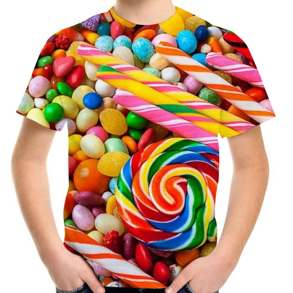 Fashionable Delicious Candy Chocolate 3d Print Children's T-Shirts Kids Short Sleeve Clothing Summer Comfortable Loose Versatile Casual Sports T-shirt