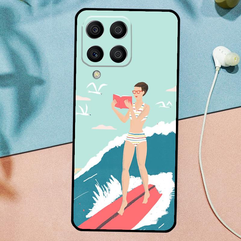 Surfboard Surfing Surf Girl For Samsung Galaxy M33 M35 M55 M15 M12 M13 M14 M34 M54 M53 M21 M31 M11 M32 M52 M06 M16 Case