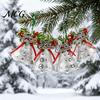 Durable Plastic Base Bell Christmas Ornament with Red Ribbon Bow, Small Jingle Thickened Electroplated Tree Hanging Decoration for Tree, Garland,