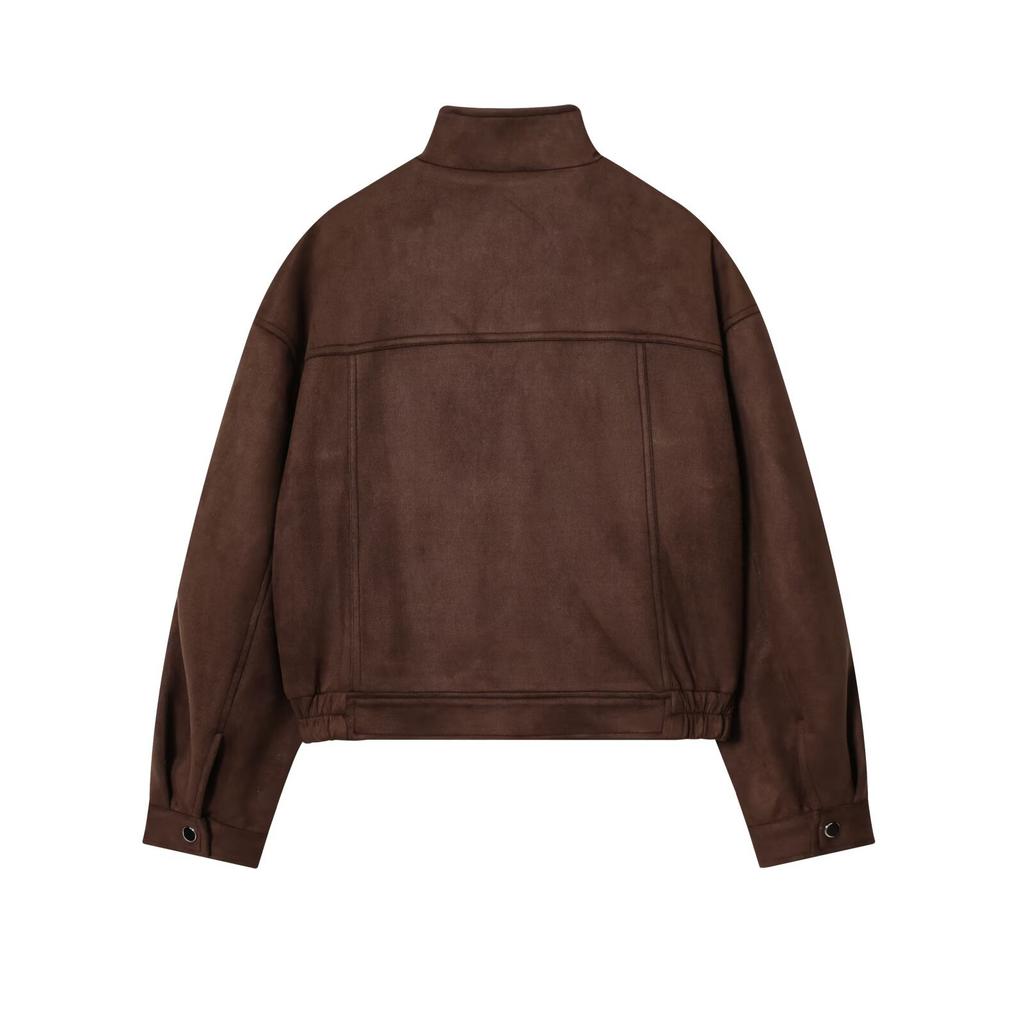 European and American style, new women's clothing, pockets with anti-velvet bomber jacket jacket 3046/258