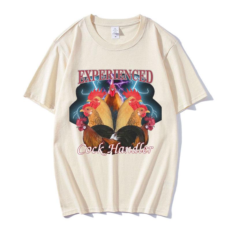 Funny Professional Cock Handler Chicken and Rooster Graphic T Shirt Men's Casual Cotton Oversized T-shirts Harajuku Streetwear