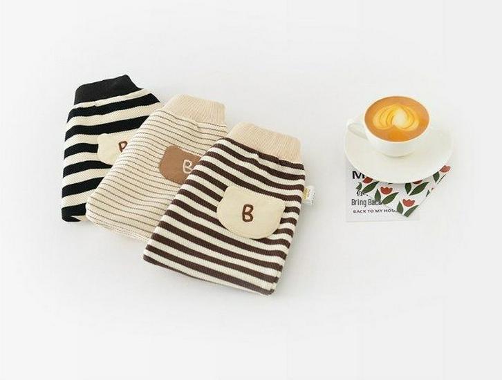 Spring Newborn Cartoon Pants - Unisex Korean Style Striped Casual Wear