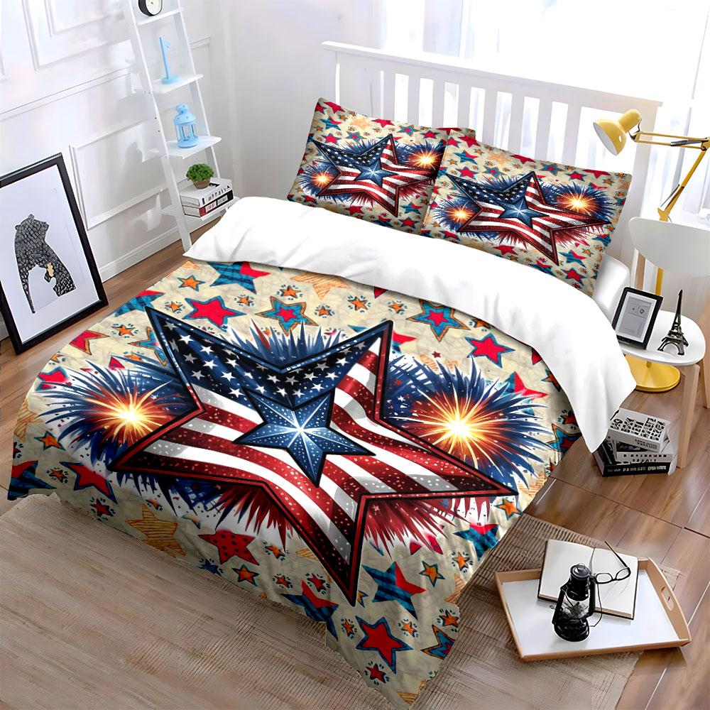 Patriotic Star Bedding Set Bedding Duvet Cover Set Duvet Cover Pillowcases (1 * Duvet Cover 2 * Pillowcases, Without Duvet Insert)