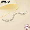 WOSTU 925 Sterling Silver Classic Sparkling Bracelet Original Fine Jewelry for Women Wedding Luxurious Gift Russian Style