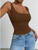 Square Neck  Knit Tank Top Crop Tops Women Summer Camis Solid Color Camisole Fashion SportsTube Female Sleeveless Cropped Y2K Girl Clothes