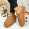 Fashion Cotton Slippers Winter New Round Toe Suede Deep Mouth Metal Slip Strap Fleece Non-Slip Platform Flats