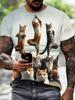 Men T-Shirt Digital Cat Doing Print Summer Round Neck Funny Taekwondo Graphic T Shirts Street Short Sleeve Tee Men's Clothing