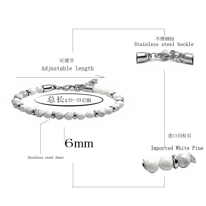 1Pcs Stainless steel men's and women's stone bracelet - beaded fashion bracelet - vintage bracelet