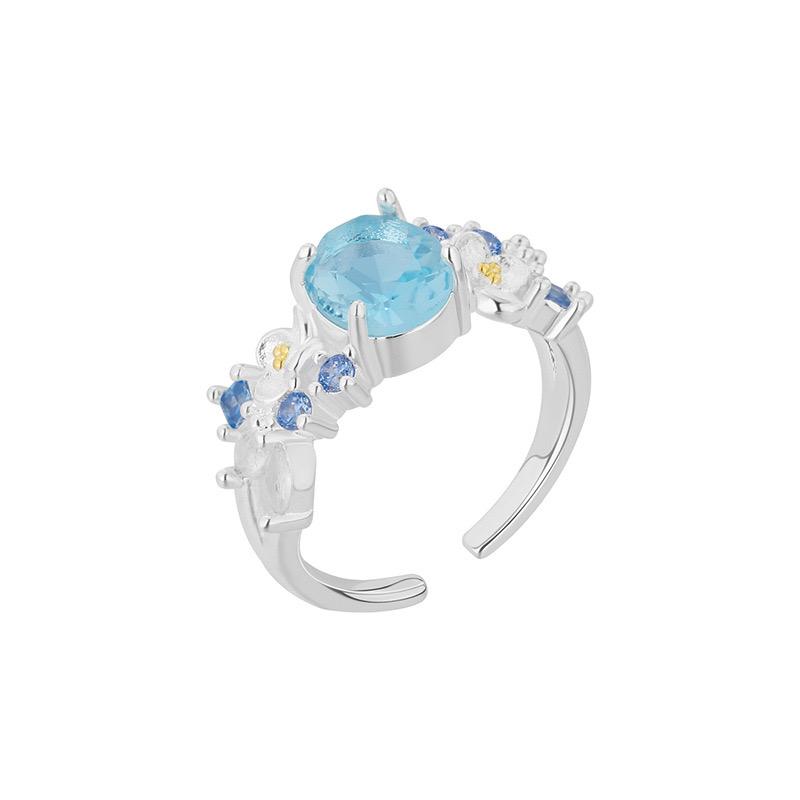 Xiaomi 925 Sterling Silver Rings For Women Geometric Fine Jewelry Finger Adjustable Simple Moon Stone Ring For Party Birthday Gift