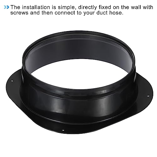 PATIKIL 250mm Duct Connection Flange, Dryer Vent Wall Plate, Square-Round Straight Duct Plate for Heating, Cooling, and Ventilation Fans, Black