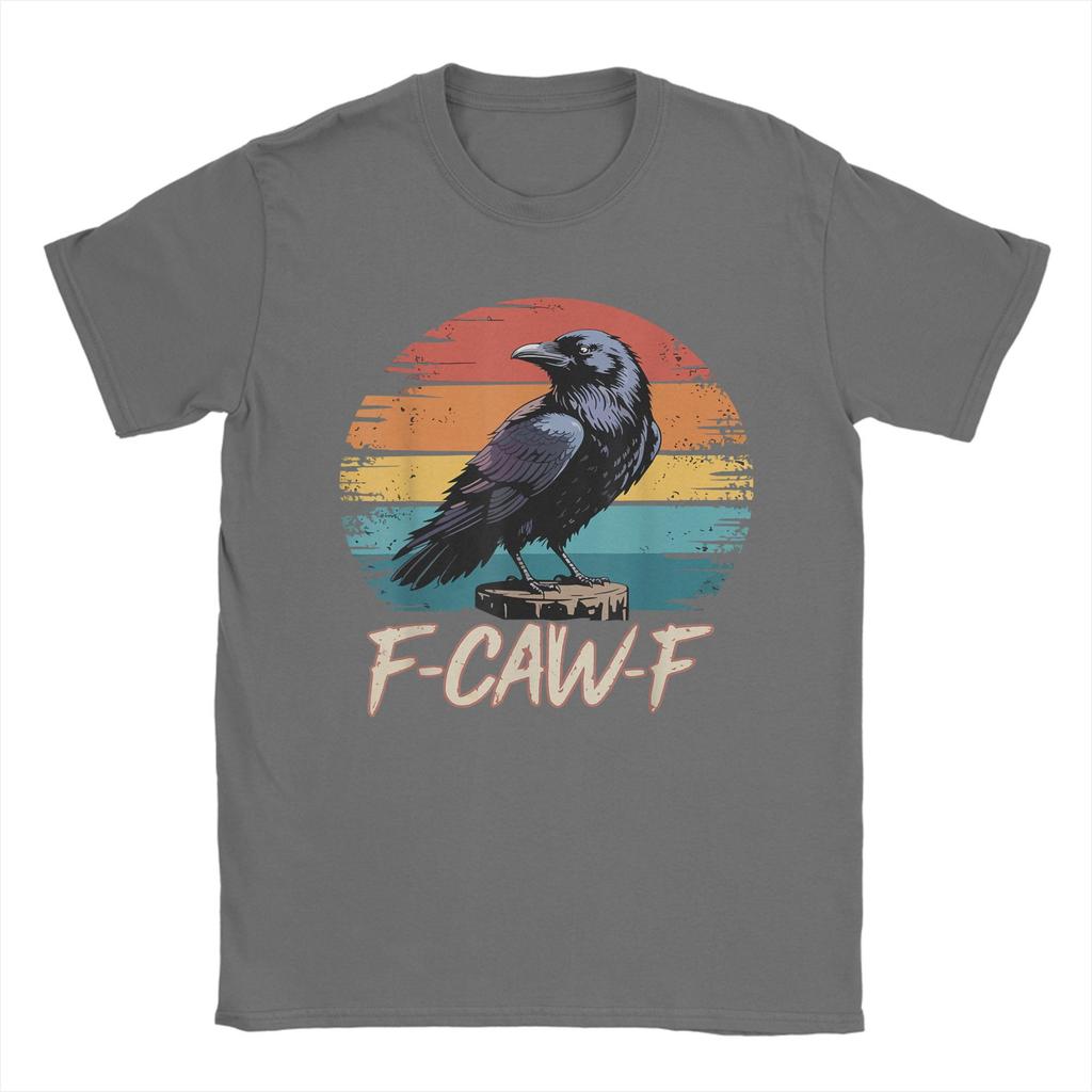 Men Women's T Shirt Retro F-Caw-F  Black Bird Crow Funny Crow Bird Cawing Grunge T-Shirts Summer Tees Clothes Plus Size 5XL