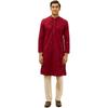 Manyavar Mens Maroon Blended Cotton CHIKANKARI Kurta Pyjama Set