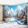 Christmas Tapestry Winter Snow Scene Wall Hanging, Holiday Decor for Bedroom Living Room, Cozy Festive Backdrop for Xmas