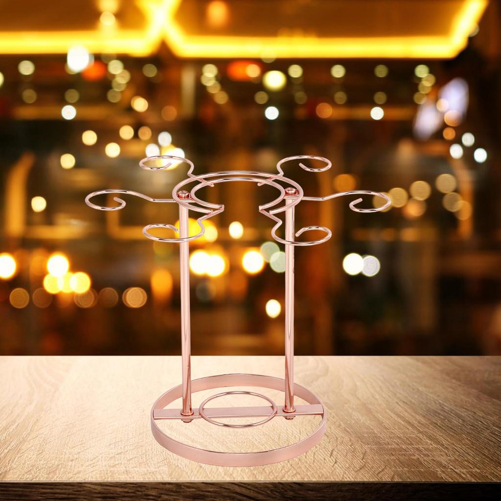 Wine Glass Holder Countertop with 6 Hooks Goblet Storage Rack for Desktop