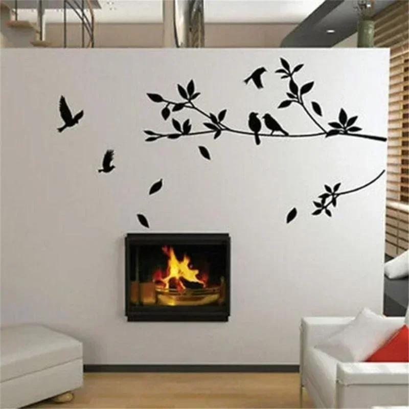 Home Decoration Tools Bird Wall Stickers Tree Leaf Vinyl for Children's Home Decor Living Room Stickers On The Wall Accessories