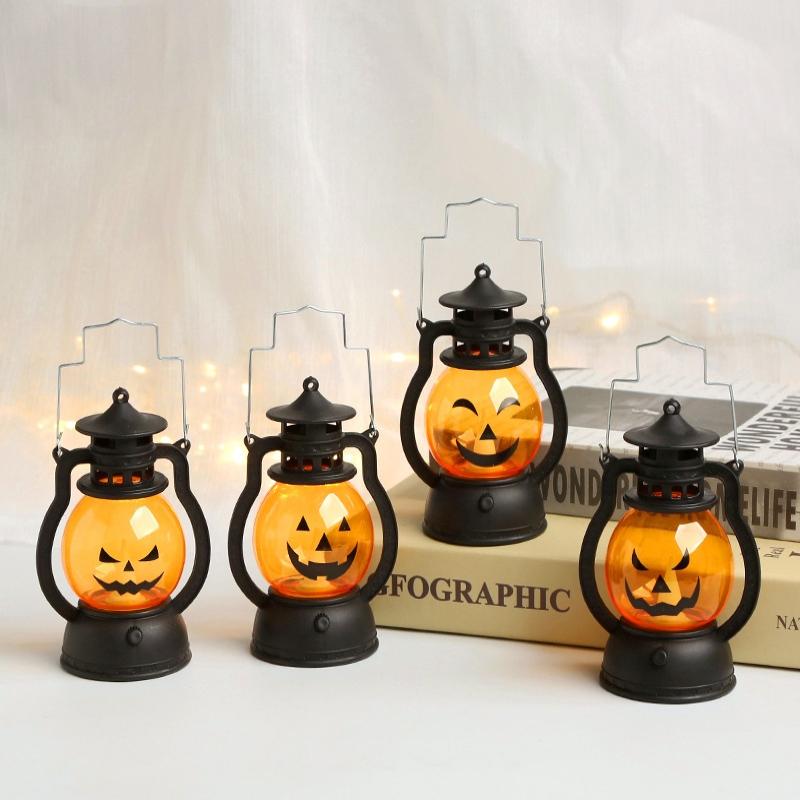 Halloween Led Pumpkin Lantern Lights Hanging Retro Ghost Lamp Halloween Party Home Table Decorations Bar Haunted Horror Props