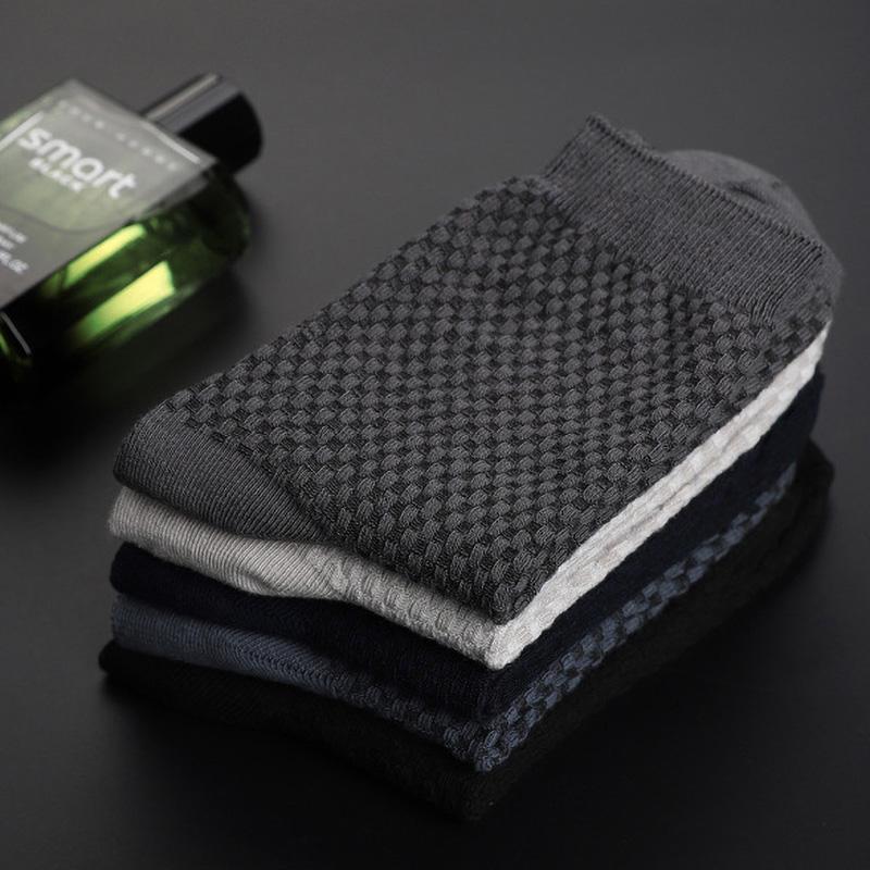 5 Pairs High Quality Bamboo Fiber Men Socks Business Breathable Deodorant Compression Socks Men Long Big Size EU39-47 Large Plus