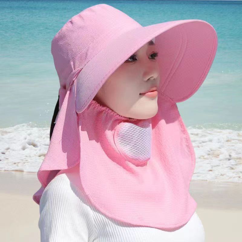 Summer Sun Hat, Women's UV Protection Tea Picking Hat, Big Brim Sun Hat, Face Cover, Outdoor Cycling Sun Protection Hat