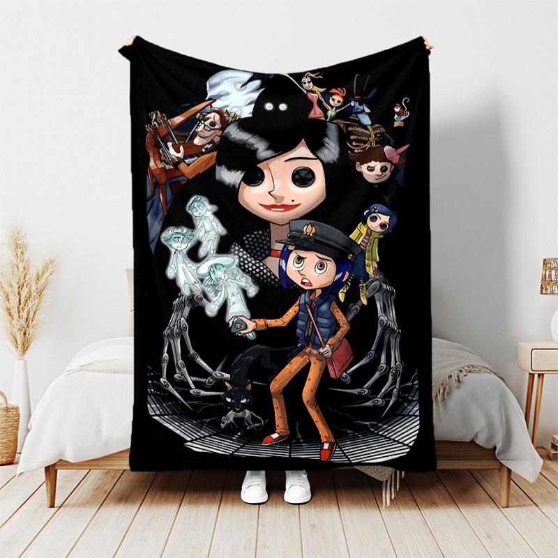 1pc Blanket - Coraline Print Design, Lightweight Blanket for Sofa, Bed- Soft &Warm, Gift for All Seasons