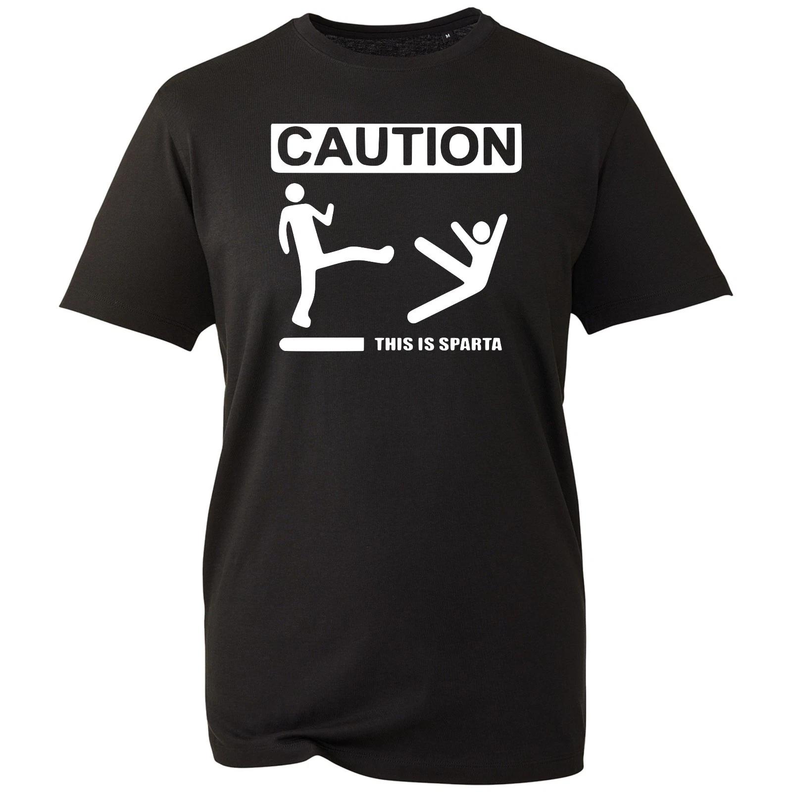 Caution This Is Sparta T-shirt Funny Humorous Movie Inspired Top Men s Gift Tee M