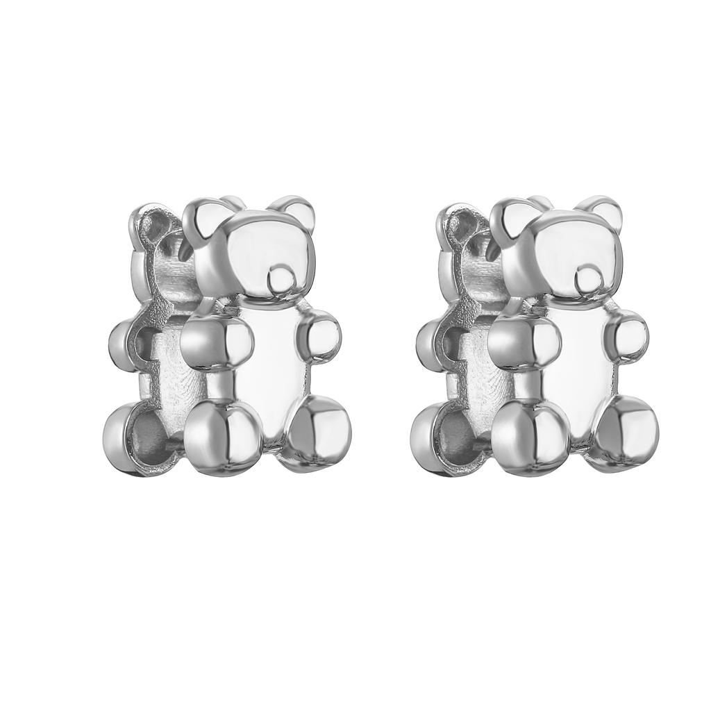 HECHENG,Fashion Gold Color Bear Animal Hoop Earrings For Women Cute Brass 18K Plated Cartoon hoop Earrings Ear Zircon