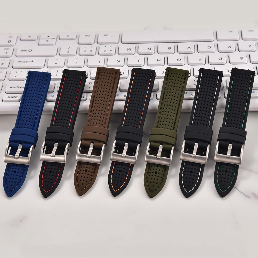 Quick Release Sport Silicone Watch Band - Breathable Waterproof Soft Rubber Strap Universal Fit 18mm 20mm 22mm For Men Women