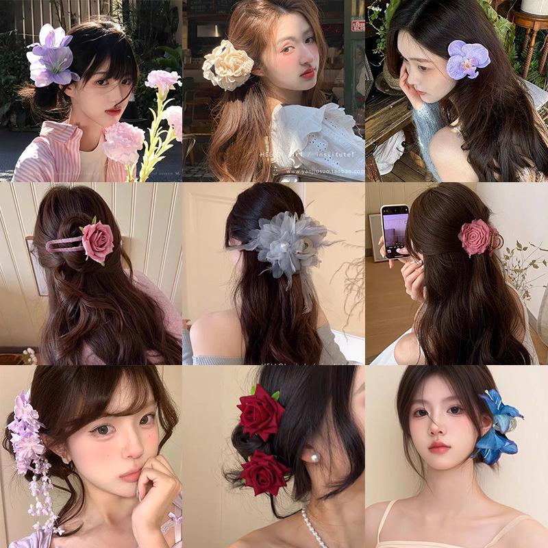 Enchanting Lily Flower Hair Clip: Elegant Shark Clip for Updos