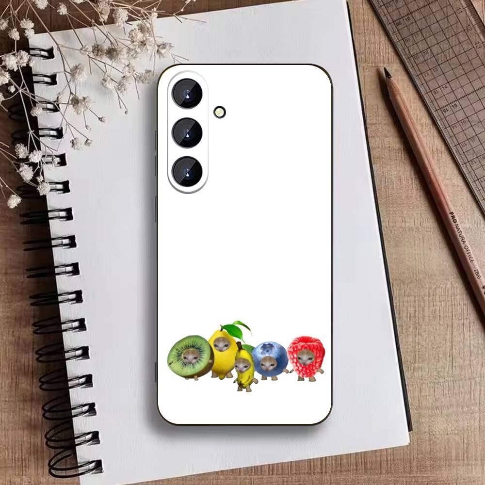 Big-eyed Goofy CAT Silly Phone Case For Samsung Galaxy A73,A72,A71,A70,A52,A51 Others Soft Black Cover