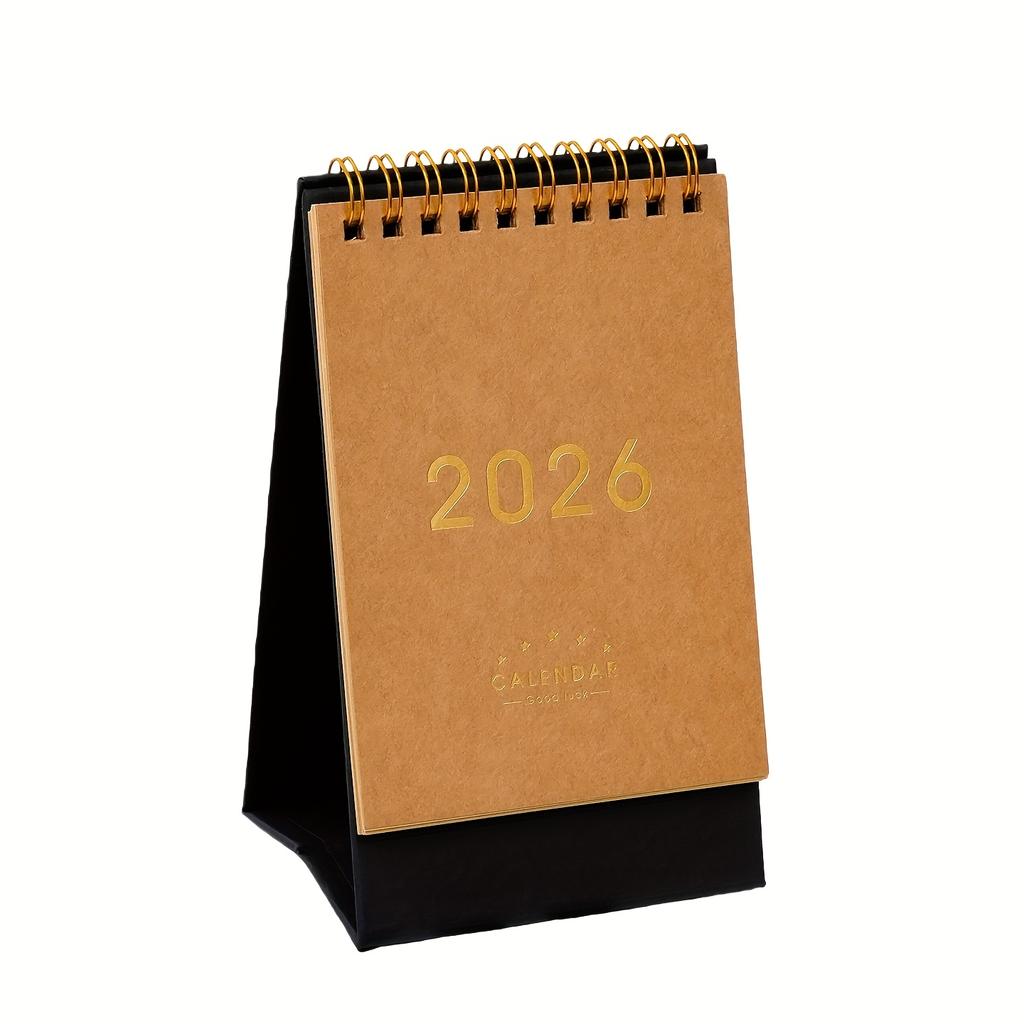 1pcs 2026 Vintage Kraft Paper Desk Calendar, Thick Monthly Grid for Office & Home, Efficient Planning & Decor, Calendars