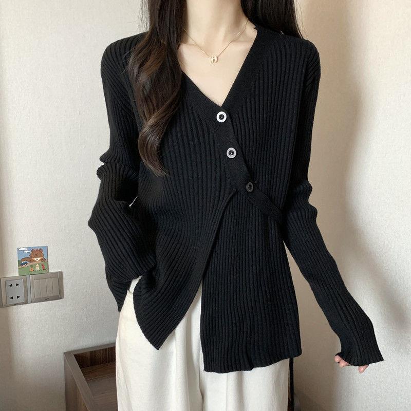 Women s Plus Size Korean Style Loose Sweater - Autumn/Winter Slimming Knit Design XL (120-140 jin) чёрный