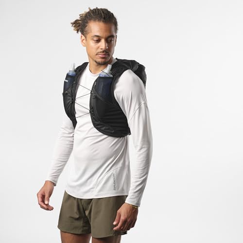 SALOMON Hydration Vest Rucksack Backpack ACT SKIN 12 NO FLASKS (Active Skin 12 No Flask) BLACK / METAL XL