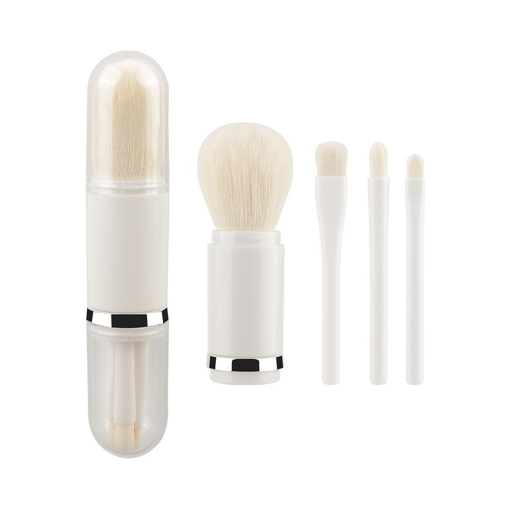 4 Travel Convenient Makeup Brushes, Multi-functional Loose Powder Brush, Eyeshadow Brush, Blush Brush, Four-in-one Beauty Tool Now