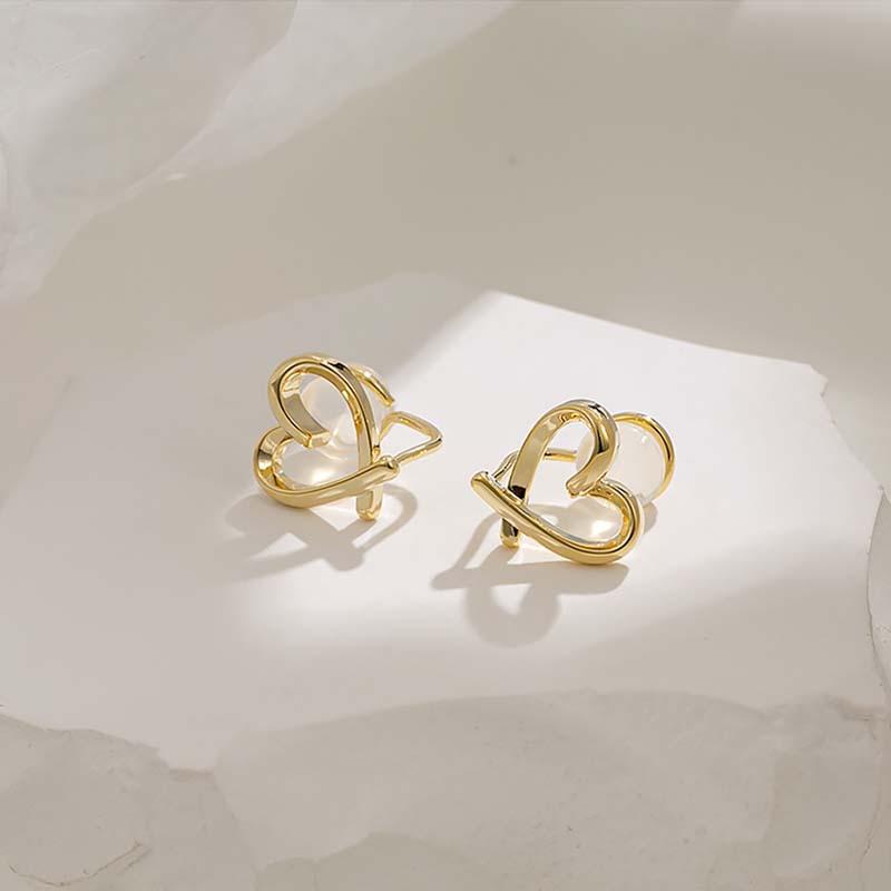 

Универсальные женские серьги-сердечки 1 pair of ear clips золотой