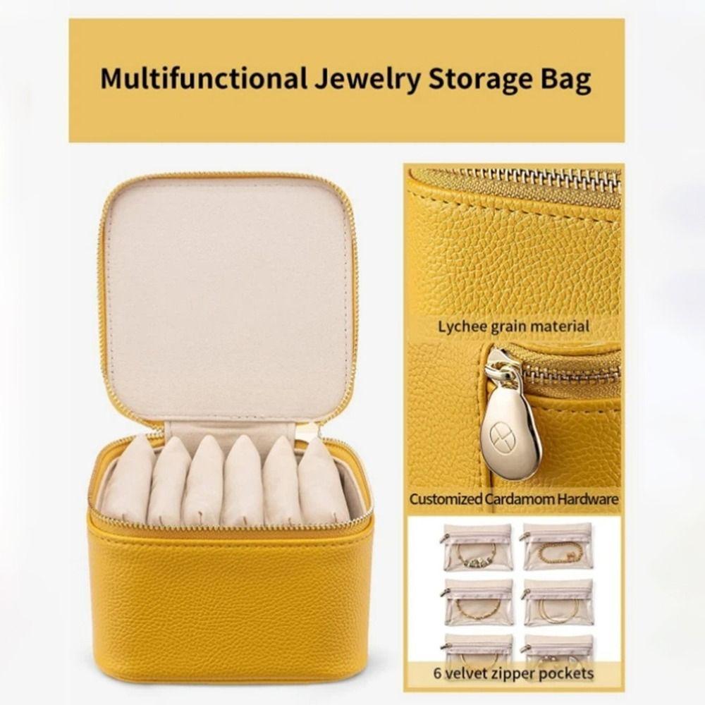 Genuine Leather Jewelry Packing Bag Portable Earrings Storage Case Jewelry Holder Handbag  Travel