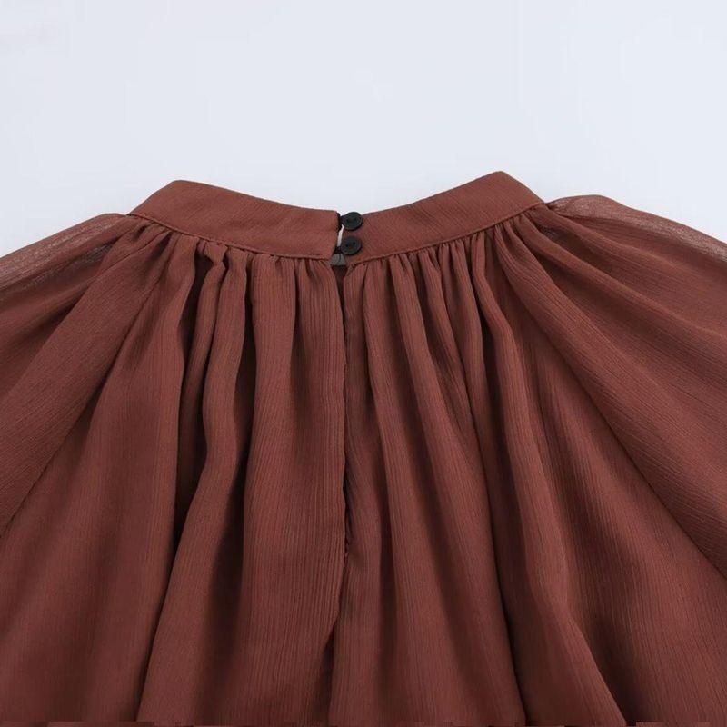 Kaslead New Arrival Women's Fashion Style Fashion Minimalist Lotus Leaf Trim Small Stand Collar Dress