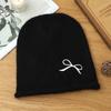 Sweet and Cute Bow Embroidered Drawstring Cold Hat Autumn and Winter Fashion Versatile Pullover Hat Windproof and Warm Wool Hat Korean