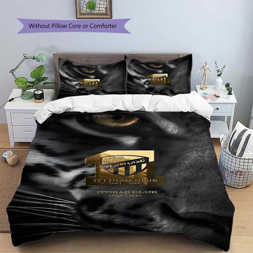 Al-Ittihad FC Pattern Bedding,Quilt Set Quilt Cover Pillowcase Home Birthday Gift(1 * Duvet Cover + 2 * Pillowcase, Without Core)