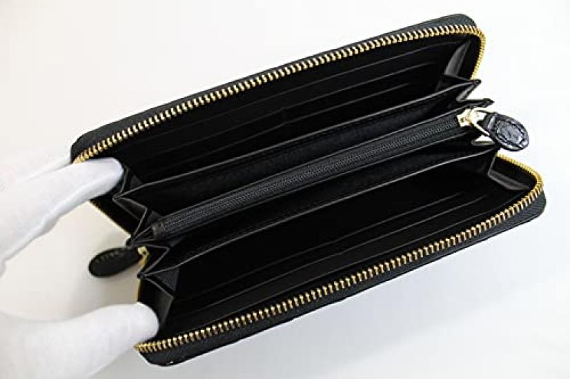 [High-end Kimono Store] [Top-Quality] Shining Black Crocodile Wallet, Authentic Henlon Leather, Round Zipper, Top-Quality