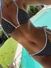 Polka Dot Print Triangle Cup Tie Side Sexy Two Piece Bikini Set Elegant Beach Wear