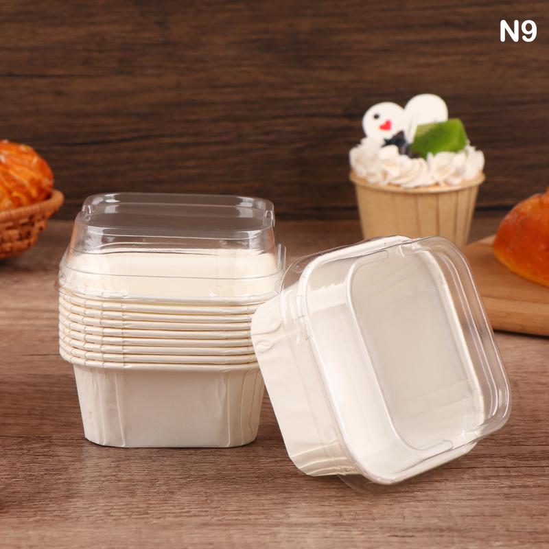 10 buc forme de hârtie pentru brioșe, forme pătrate pentru brioșe, căptușeală pentru copt, cutii de brioșe