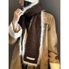 Autumn and Winter New Contrast Color Raw Edge Knitted Scarf for Women Korean Version Ins Fashion Warm Woolen Scarf Student Trend