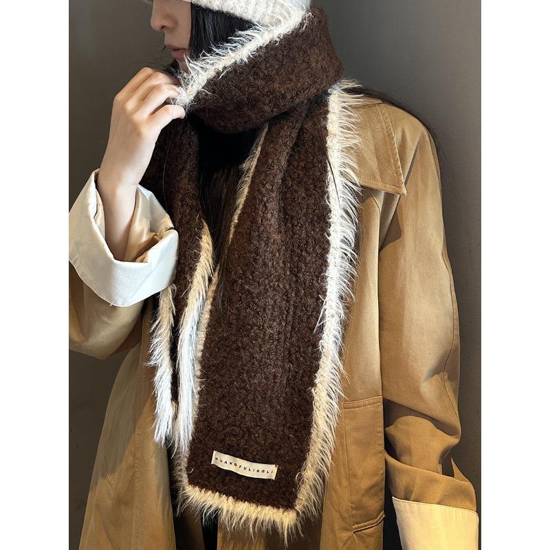 

Осень и Зима Новый Контрастный Цвет Необработанный Край Вязаный Шарф для Женщин Корейская Версия Мода Инс Теплый Шерстяной Шарф Студенческий Тренд 160*20cm