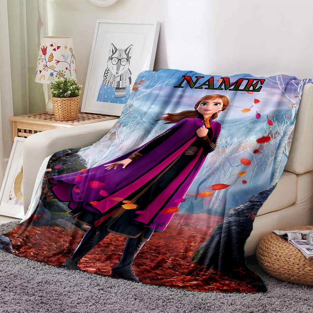 Customiz Name Personality Elsa Frozen Blanket Soft &Warm Sofa Office Bed Travel Lunch Break Blanket, Gift Suitable All Seasons