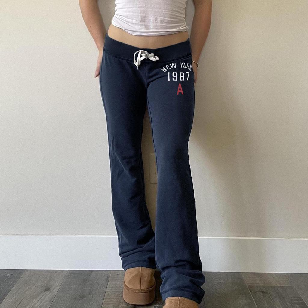 Pantalones de Moda de Tiro Bajo con Bloques de Color y Cordones - Casual y Cómodos