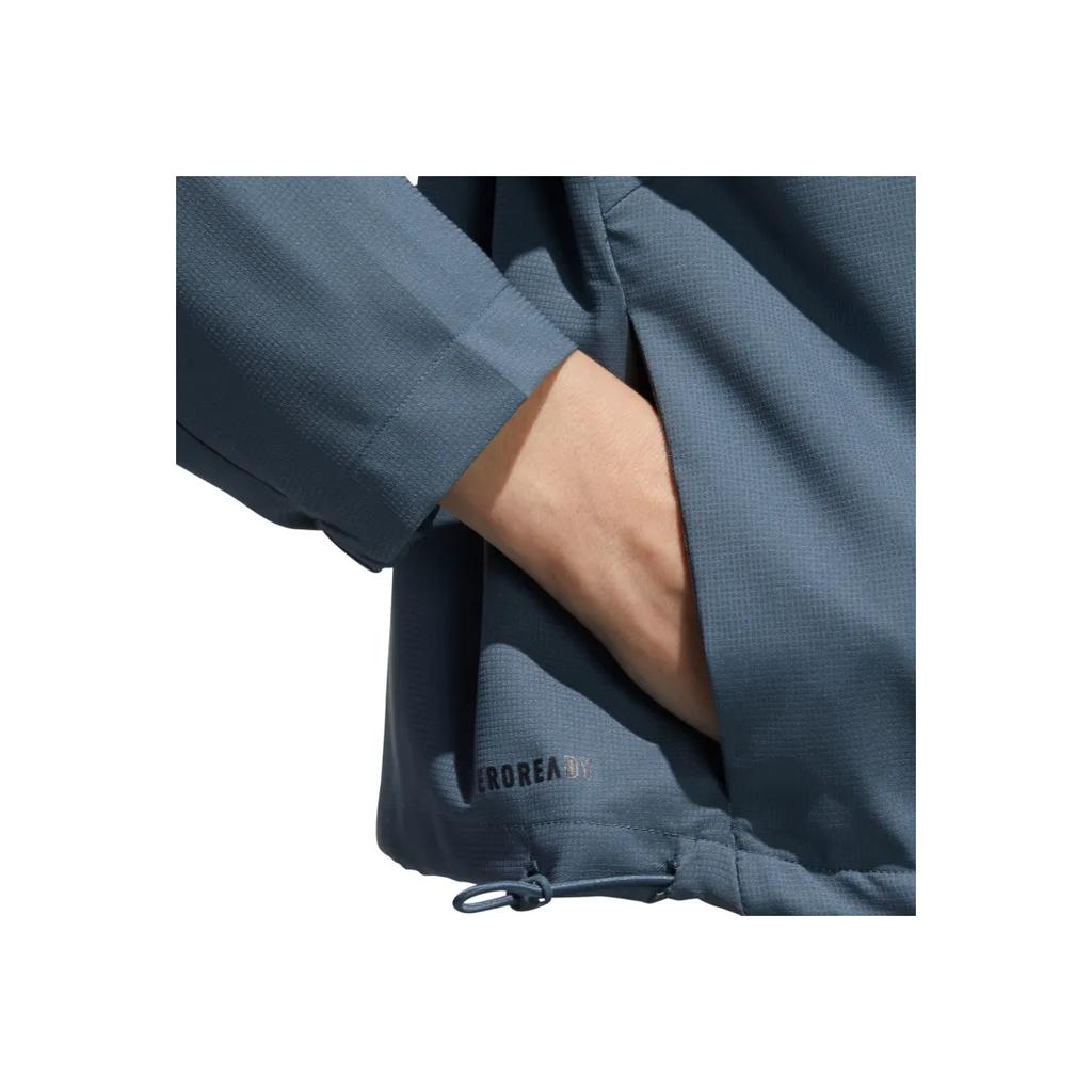 Adidas Logo Print Drawstring Hooded Jacket Women Jackets Blue GD4613