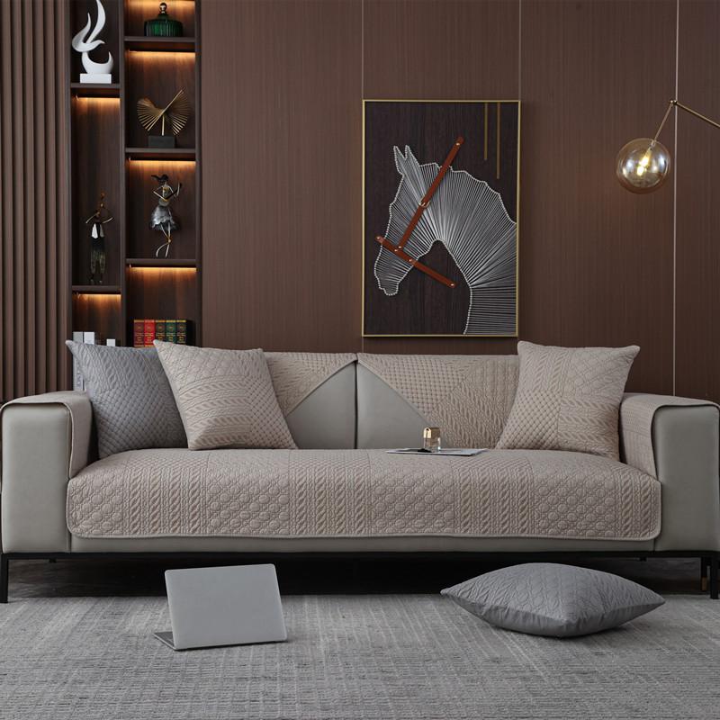 Four-season Universal Washed Cotton Quilted Geometric Sofa Cushion Modern Simple Non-pilling Non-slip Sofa Cushion Towel